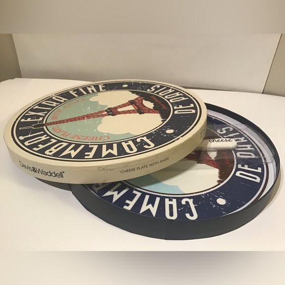 Davis&waddel Paris Eiffel Tower cheese plate and knife set charcuterie board - Picture 3 of 10